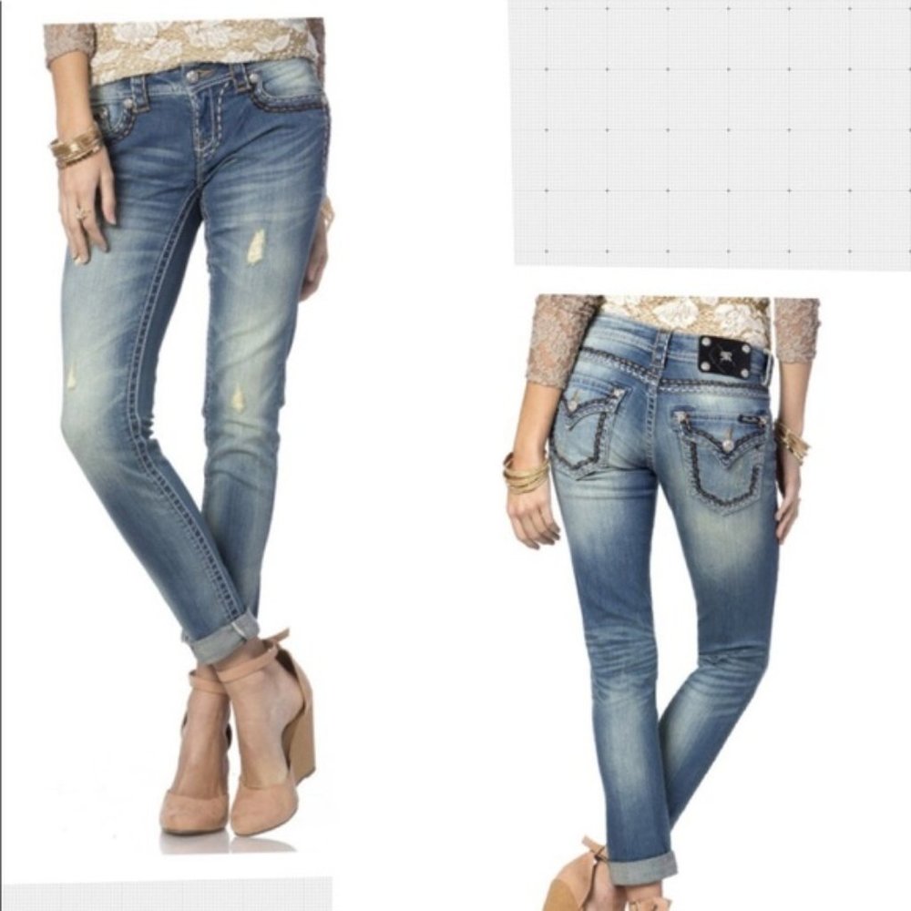 Miss Me Light Blue Distressed Cropped Jeans